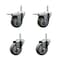 Service Caster 35 Inch Gray Polyurethane Swivel 34 Inch Threaded Stem Caster Set 2 Total Lock Brakes SCC-TSTTL20S3514-PPUB-34212-2-S-2 - alternate 1
